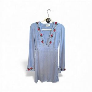 Blue Floral Embroidered Dress